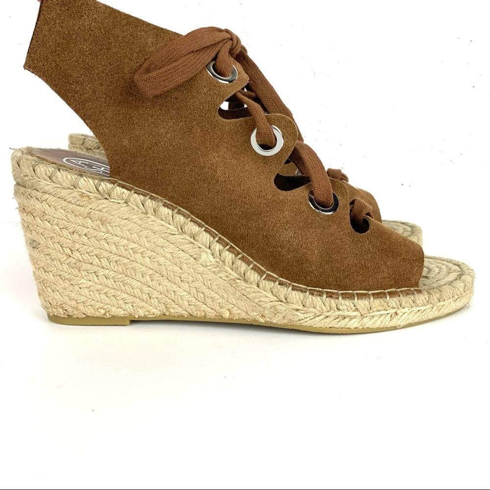 Ash Patty Suede Lace Up Espadrille Wedge Ankle Strap Cutouts Brown Size 41
